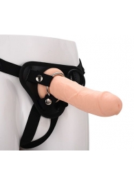 Черные трусики с телесной насадкой STRAP ON REAL DILDO - 21 см. - Dream Toys - купить с доставкой в Саратове