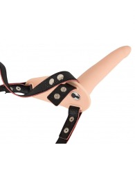 Телесный поясной страпон с вибрацией Vibrating Strap-On - 15,7 см. - Orion - купить с доставкой в Саратове