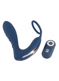 Синий вибростимулятор простаты с кольцом - 14,5 см. - Orion - в Саратове купить с доставкой