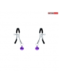 Оригинальные зажимы на соски с фиолетовыми шариками - Notabu - купить с доставкой в Саратове