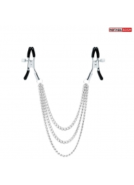 Оригинальные зажимы на соски с тройной цепочкой - Notabu - купить с доставкой в Саратове