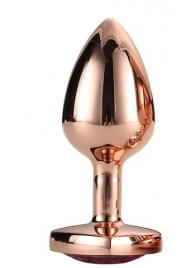 Золотистая анальная втулка с кристаллом-сердечком розового цвета - 7,1 см. - Dream Toys - купить с доставкой в Саратове