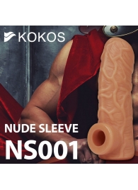 Телесная открытая насадка-реалистик с подхватом мошонки Nude Sleeve M - 12 см. - KOKOS - в Саратове купить с доставкой