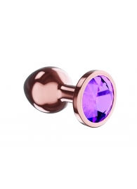 Пробка цвета розового золота с фиолетовым кристаллом Diamond Amethyst Shine S - 7,2 см. - Lola Games - купить с доставкой в Саратове