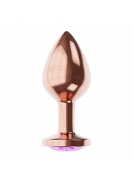 Пробка цвета розового золота с фиолетовым кристаллом Diamond Amethyst Shine S - 7,2 см. - Lola Games - купить с доставкой в Саратове