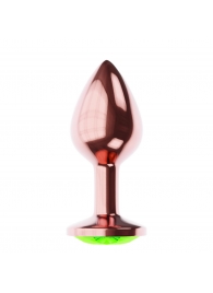 Пробка цвета розового золота с лаймовым кристаллом Diamond Emerald Shine S - 7,2 см. - Lola Games - купить с доставкой в Саратове