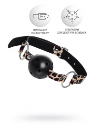 Черный кляп-шар на леопардовых ремешках Anonymo - ToyFa - купить с доставкой в Саратове
