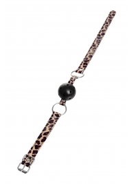 Черный кляп-шар на леопардовых ремешках Anonymo - ToyFa - купить с доставкой в Саратове