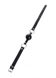 Черный кляп-шар на кожаных ремешках Anonymo - ToyFa - купить с доставкой в Саратове