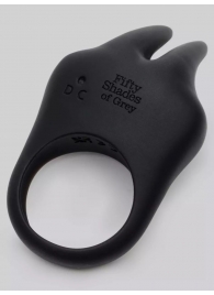 Черное эрекционное виброкольцо Sensation Rechargeable Vibrating Rabbit Love Ring - Fifty Shades of Grey - в Саратове купить с доставкой