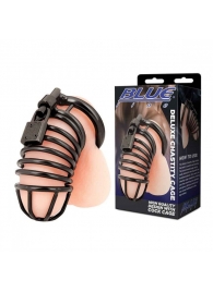 Черная металлическая клетка с замком Deluxe Chastity Cage - BlueLine - купить с доставкой в Саратове