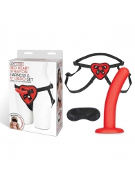 Красный поясной фаллоимитатор Red Heart Strap on Harness   5in Dildo Set - 12,25 см. - Lux Fetish - купить с доставкой в Саратове