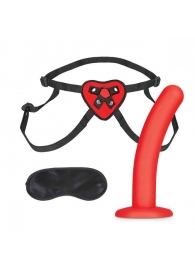 Красный поясной фаллоимитатор Red Heart Strap on Harness   5in Dildo Set - 12,25 см. - Lux Fetish - купить с доставкой в Саратове