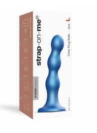 Голубая насадка Strap-On-Me Dildo Plug Balls size L - Strap-on-me - купить с доставкой в Саратове