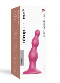 Розовая насадка Strap-On-Me Dildo Plug Beads size S - Strap-on-me - купить с доставкой в Саратове