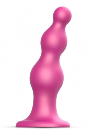 Розовая насадка Strap-On-Me Dildo Plug Beads size S - Strap-on-me - купить с доставкой в Саратове