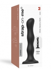 Черная насадка Strap-On-Me Dildo Geisha Balls size M - Strap-on-me - купить с доставкой в Саратове