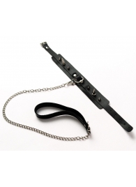 Черный ошейник с шипами и поводком - Crazy Handmade - купить с доставкой в Саратове