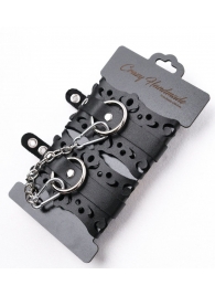 Ажурные наручники из черной кожи - Crazy Handmade - купить с доставкой в Саратове Ажурные наручники из черной кожи - Crazy Handmade - купить с доставкой в Саратове