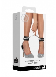 Черные поножи Diamond Studded Ankle Cuffs - Shots Media BV - купить с доставкой в Саратове