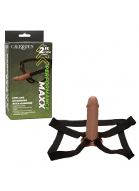 Коричневый фаллопротез Life-Like Extension with Harness - 17,75 см. - California Exotic Novelties - купить с доставкой в Саратове