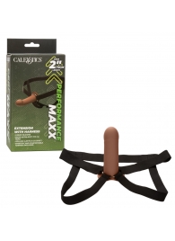 Коричневый фаллопротез из силикона Extension with Harness - 15,75 см. - California Exotic Novelties - купить с доставкой в Саратове