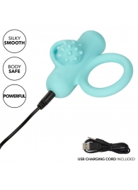 Аквамариновое эрекционное виброкольцо Silicone Rechargeable Nubby Lover’s Delight - California Exotic Novelties - в Саратове купить с доставкой