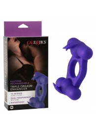 Фиолетовое эрекционное виброкольцо с двумя моторами Silicone Rechargeable Triple Orgasm Enhancer - California Exotic Novelties - в Саратове купить с доставкой