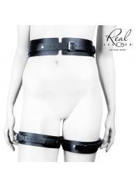 Черный кожаный пояс с гартерами - S-M - Notabu - купить с доставкой в Саратове