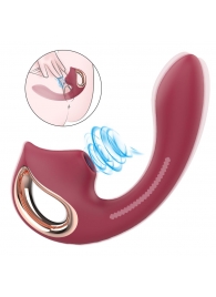 Бордовый вибромассажёр с вакуумной стимуляцией - 16,9 см. - S-HANDE