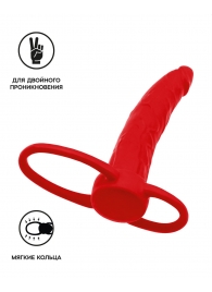 Красная насадка на пенис для двойного проникновения Black Red - 16,5 см. - ToyFa - купить с доставкой в Саратове