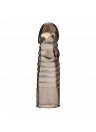 Дымчатая насадка-удлинитель Ribbed Realistic Penis Enhancing Sleeve Extension - 15,2 см. - BlueLine - в Саратове купить с доставкой