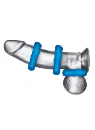 Комплект из трех голубых эрекционных колец 3-Pack Ribbed Rider Cock Ring Set - BlueLine - в Саратове купить с доставкой