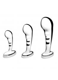 Набор из 3 стальных стимуляторов простаты Stainless Steel P-spot Training Set - b-Vibe - в Саратове купить с доставкой