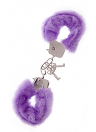 Фиолетовые меховые наручники METAL HANDCUFF WITH PLUSH LAVENDER - Dream Toys - купить с доставкой в Саратове