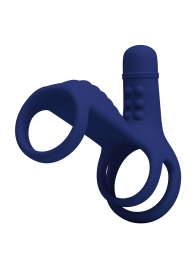 Синяя вибронасадка на пенис Vibrating Penis Sling - Baile - в Саратове купить с доставкой