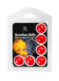 Набор из 6 шариков с массажным маслом Brazilian Balls с охлаждающим и разогревающим эффектом - Secret Play - купить с доставкой в Саратове