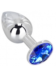 Анальное украшение BUTT PLUG  Small с синим кристаллом - 7 см. - Anal Jewelry Plug - купить с доставкой в Саратове