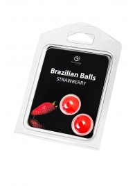 Набор из 2 шариков с массажным маслом Brazilian Balls с ароматом клубники - Secret Play - купить с доставкой в Саратове