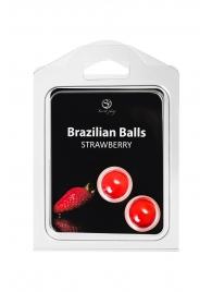 Набор из 2 шариков с массажным маслом Brazilian Balls с ароматом клубники - Secret Play - купить с доставкой в Саратове