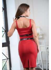Черно-серебристая портупея-юбка plus size с цепочками - БДСМ Арсенал - купить с доставкой в Саратове