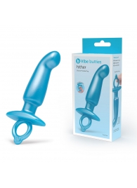 Голубая анальная пробка для массажа простаты Hither Silicone Prostate Plug - 14,3 см. - b-Vibe - в Саратове купить с доставкой