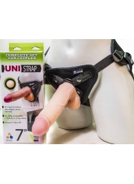 Страпон-унисекс с двумя насадками UNI strap 7  Harness - 19 и 16 см. - LOVETOY (А-Полимер) - купить с доставкой в Саратове