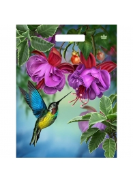 Пакет с принтом в виде колибри в цветах с вырубной ручкой (31х40 см) - Сима-Ленд - купить с доставкой в Саратове