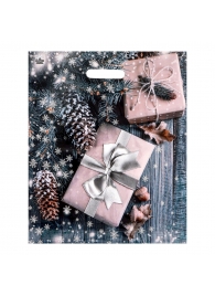 Новогодний пакет с принтом в виде подарков и вырубной ручкой (45х38 см) - Сима-Ленд - купить с доставкой в Саратове