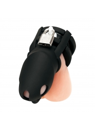 Черная клетка для пениса Silicone Small 2 in Cock Cage With Ball Divider - BlueLine - купить с доставкой в Саратове