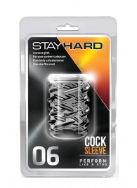 Прозрачная насадка с объёмными чёрточками STAY HARD COCK SLEEVE 06 CLEAR - Blush Novelties - в Саратове купить с доставкой