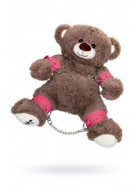 Бондажный набор: бурый мишка с розовыми оковами и наручниками - Pecado - купить с доставкой в Саратове