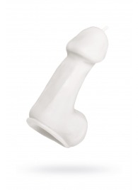 Белая свеча в форме пениса - 47 гр. - Pecado - купить с доставкой в Саратове