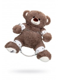 Бондажный набор: бурый мишка с белыми оковами и наручниками - Pecado - купить с доставкой в Саратове
